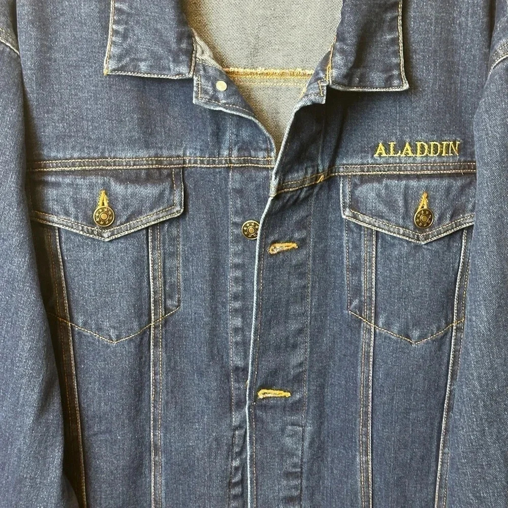 Vintage 90’s‎ Aladdin Las Vegas Casino Genie Lamp Jean Jacket Mens Size L - Picture 4 of 9